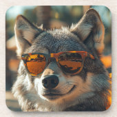 Wolf at the beach bier onderzetter (Voorkant)