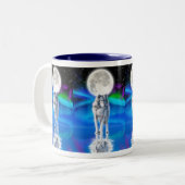 Wolf, Aurora & Moon Wildlife Fantasy Drink Mok (Voorkant links)