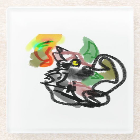 Wolf autumn runner  glazen onderzetter (Voorkant)