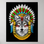 Wolf Aztec Warrior Poster (Voorkant)