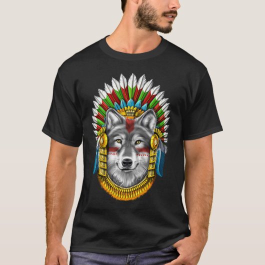 Wolf Aztec Warrior T-shirt (Voorkant)