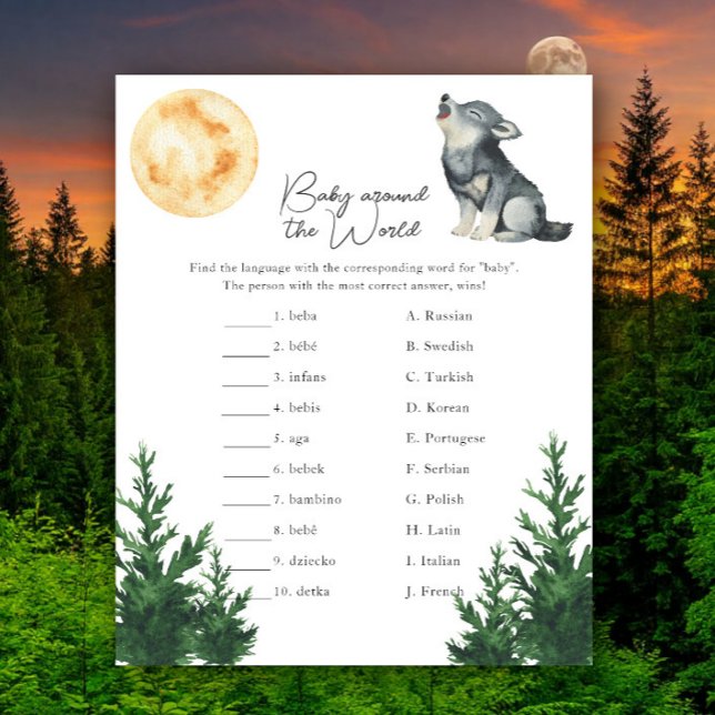 Wolf baby shower - Baby rond de wereld spel (Creator heeft geüpload)