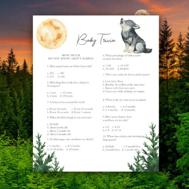 Wolf baby shower - Baby Trivia Game (Creator heeft geüpload)
