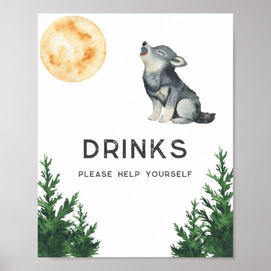 Wolf Baby Shower - Dranken Poster (Voorkant)