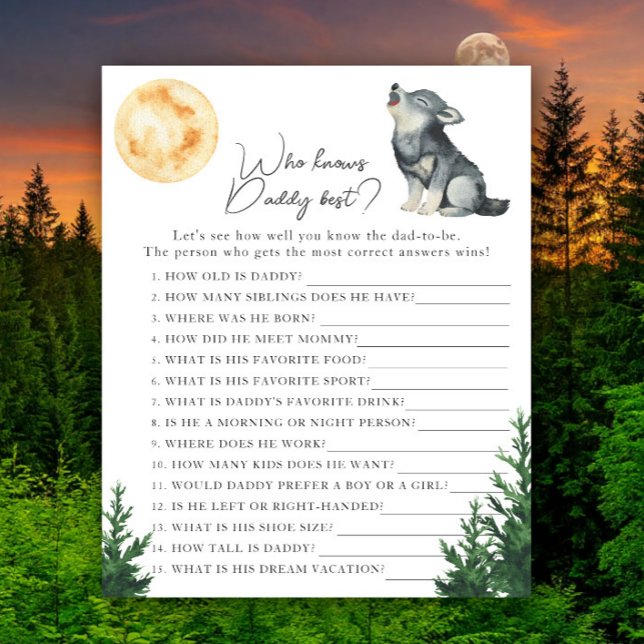 Wolf baby shower - Game Who knows daddy best (Creator heeft geüpload)