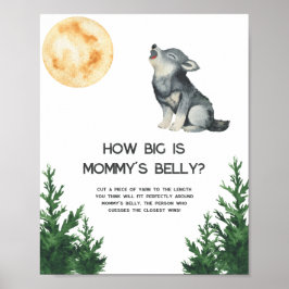 Wolf baby shower - Hoe groot is mama's buik Poster