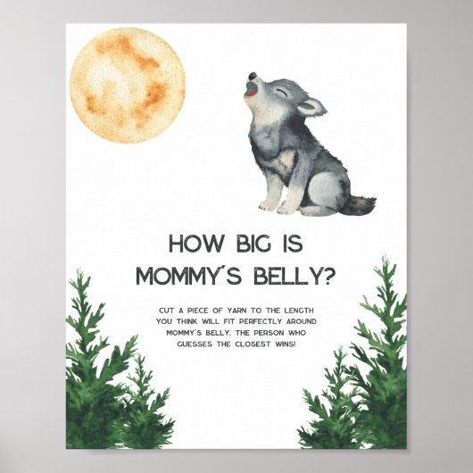 Wolf baby shower - Hoe groot is mama's buik Poster (Voorkant)