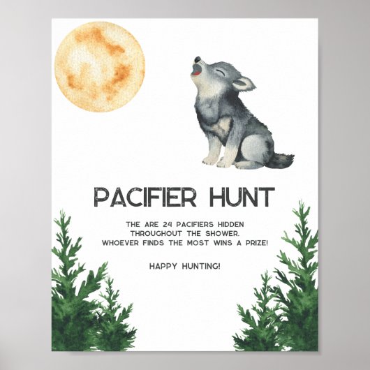 Wolf baby shower - Pacifier hunt game Poster (Voorkant)