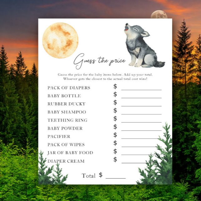 Wolf Baby shower - Price Guess Game (Creator heeft geüpload)