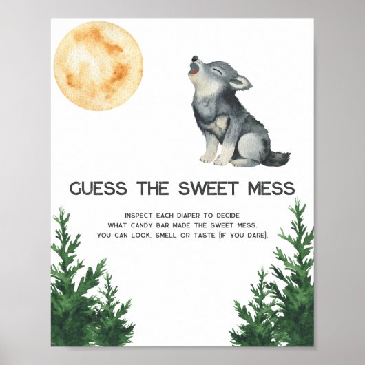 Wolf Baby shower - Raad de zoete rommel Poster (Voorkant)