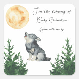 Wolf Baby Shower Voor de bibliotheek van Vierkante Sticker