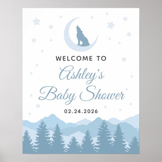 Wolf Baby shower Welkomstteken Poster (Voorkant)