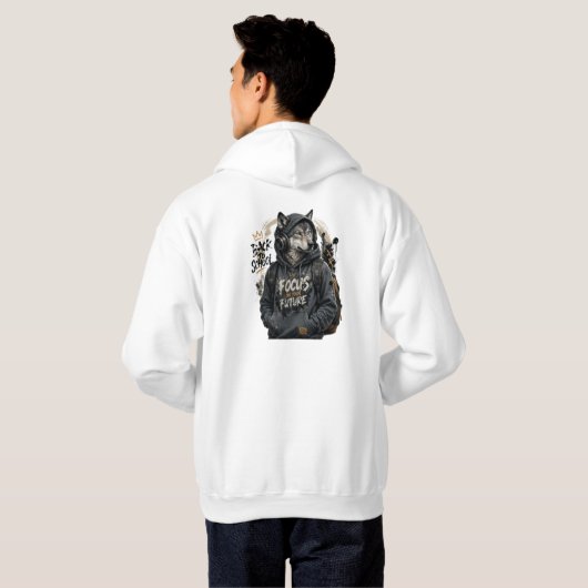 Wolf Back School Streetwear Hoodie (Achterkant volledig)