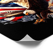 Wolf Bald Eagle American Flag Full Moon New Years  Poster (Hoek)