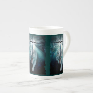 Wolf & Bald Eagle Bone China Coffee Mok