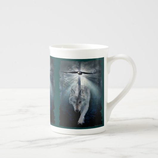 Wolf & Bald Eagle Bone China Coffee Mok (Rechts)