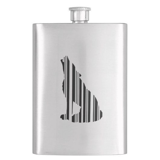 WOLF BAR CODE Howl Barcode Patroon Ontwerp Heupfles (Voorkant)