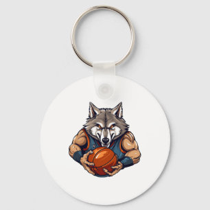 Wolf-basketbalspeler sleutelhanger