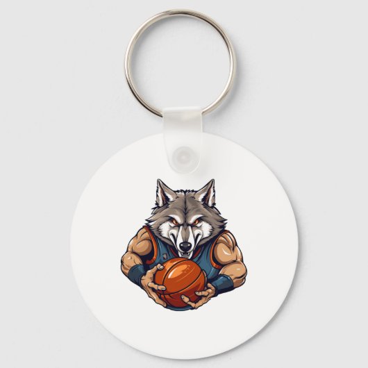 Wolf-basketbalspeler  sleutelhanger (Voorkant)