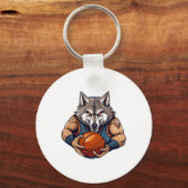 Wolf-basketbalspeler  sleutelhanger (Voorkant)