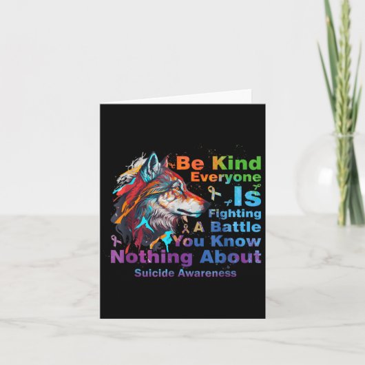 Wolf Be Kind Suicide Awareness Mental Health Suprt Kaart (Voorkant)