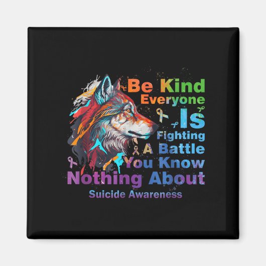 Wolf Be Kind Suicide Awareness Mental Health Suprt Magneet (Voorkant)