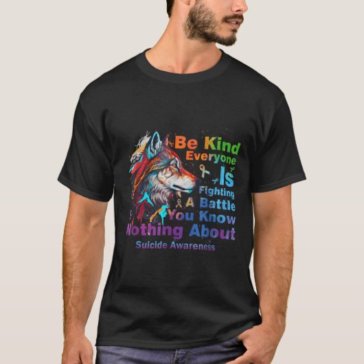 Wolf Be Kind Suicide Awareness Mental Health Suprt T-shirt (Voorkant)