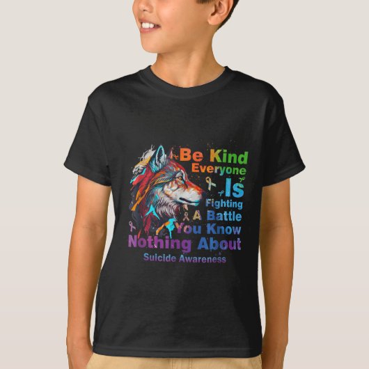 Wolf Be Kind Suicide Awareness Mental Health Suprt T-shirt (Voorkant)