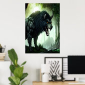 Wolf beast in het bos | AI Art. Poster (Thuiskantoor)