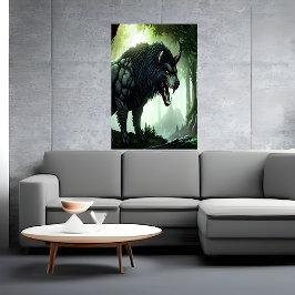 Wolf beast in het bos | AI Art. Poster
