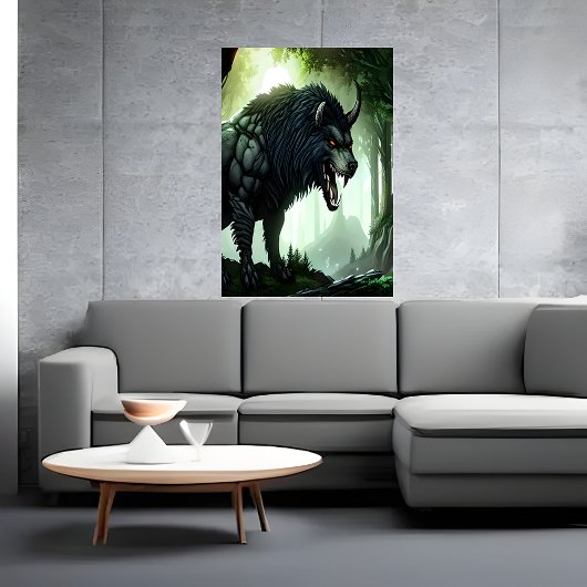 Wolf beast in het bos | AI Art. Poster