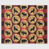Wolf Beer Elk Moose Deer Full Moon Cadeaupapier (Vlak)