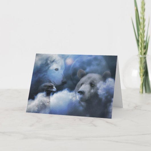 Wolf, Beer en Eagle Prettige feestdagen Xmas Kaart (Voorkant)