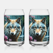 Wolf beneden bij de rivier blikvorm glas (Achterkant)