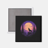 Wolf berg bos maan wildernis natuur magneet (Voorkant / Achterkant)