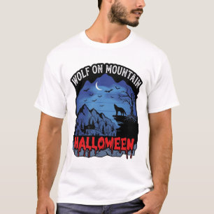 Wolf Berg Halloween Huilende Vleermuizen Maan_1 T-shirt