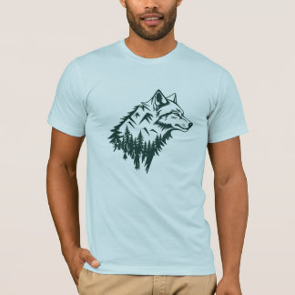 Wolf bergen minimalistische kunst t-shirt