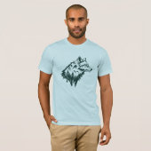 Wolf bergen minimalistische kunst t-shirt (Voorkant volledig)