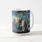 Wolf bewaakt een gigantische dromenvanger koffiemok (Voorkant rechts)