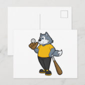 Wolf bij Baseball met honkbalknuppel Briefkaart (Voorkant / Achterkant)
