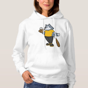 Wolf bij Baseball met honkbalknuppel Hoodie