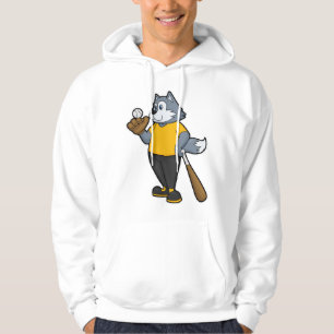Wolf bij Baseball met honkbalknuppel Hoodie