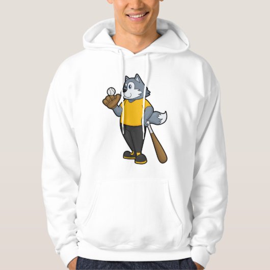 Wolf bij Baseball met honkbalknuppel Hoodie (Voorkant)