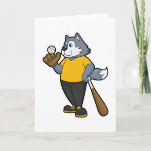Wolf bij Baseball met honkbalknuppel Kaart