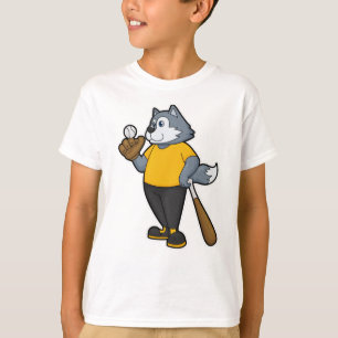 Wolf bij Baseball met honkbalknuppel T-shirt