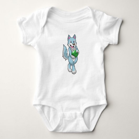 Wolf bij Bowling met Bowling ball Romper (Voorkant)