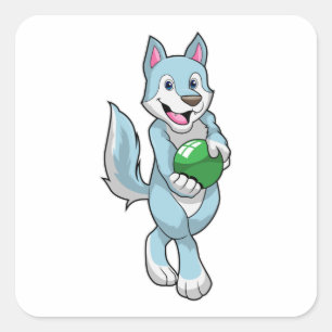 Wolf bij Bowling met Bowling ball Vierkante Sticker
