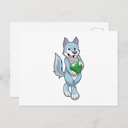 Wolf bij Bowling met bowlingbal Briefkaart (Voorkant / Achterkant)