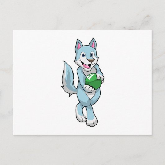 Wolf bij Bowling met bowlingbal Briefkaart (Voorkant)