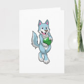 Wolf bij Bowling met Bowlingbal Kaart (Voorkant)